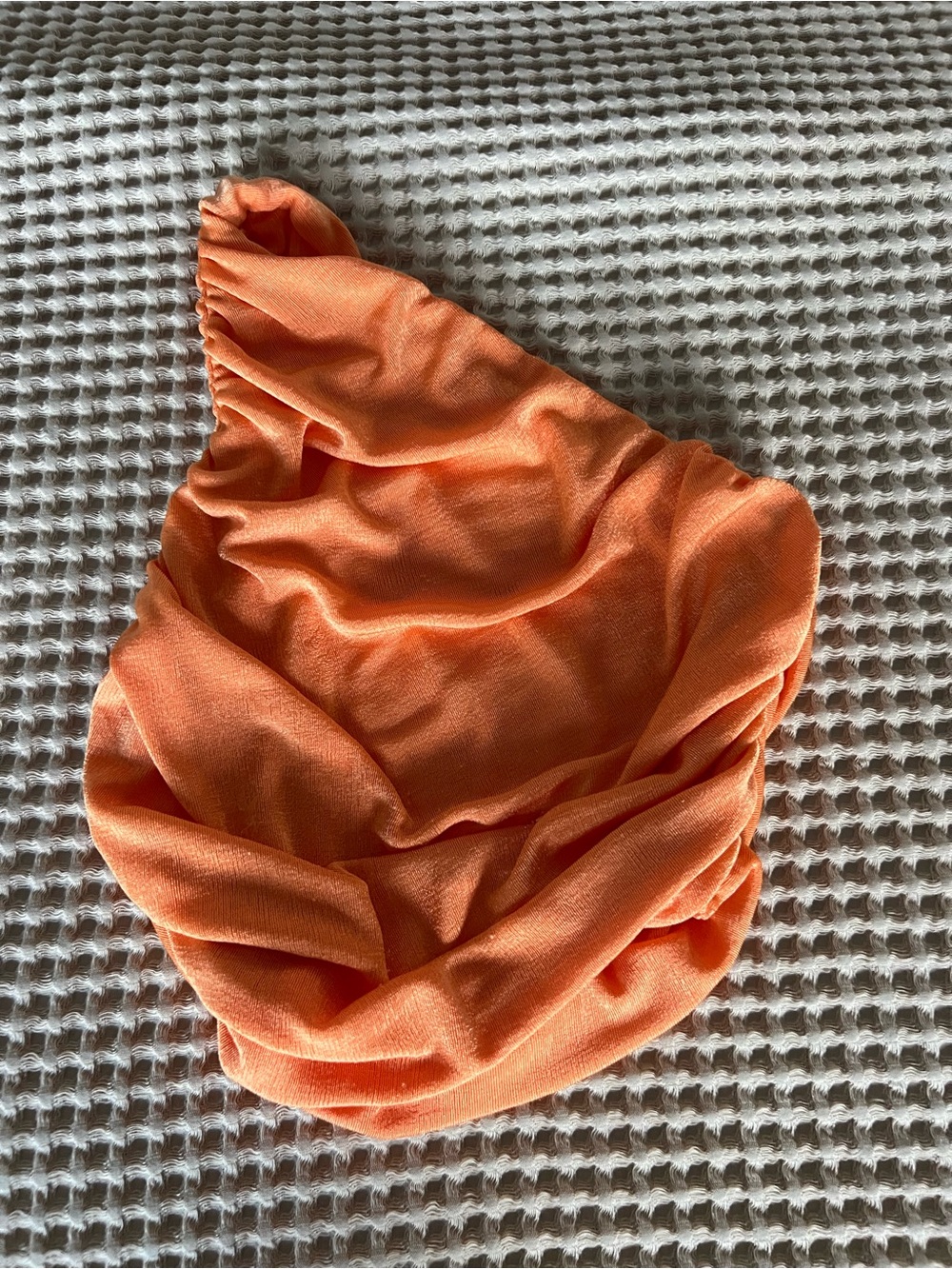 Orange One-Shoulder Ruched Top